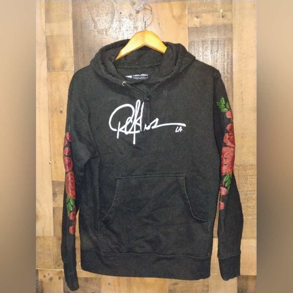 Young & Reckless Logo Rose Hooded Hoodie Size XS/SMALL Black Red - Picture 5 of 7